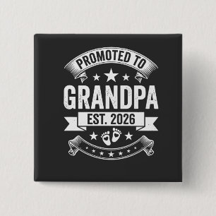 Badge Carré 5 Cm Promu Grand-père Établ. 2026 Annonce Nouveau Grand
