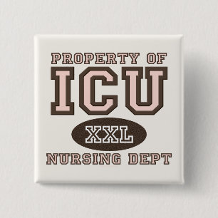 Badge Carré 5 Cm Propriété de bouton d'infirmière d'ICU