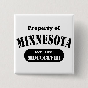 Badge Carré 5 Cm Propriété du Minnesota -texte noir