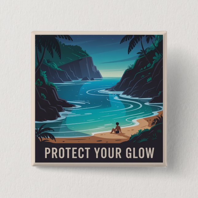 Badge Carré 5 Cm Protect Your Glow (Devant)