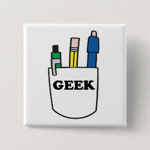 Badge Carré 5 Cm Protecteur de poche GEEK amusant