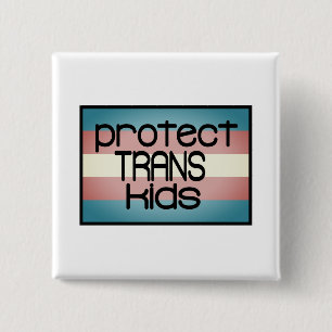 Badge Carré 5 Cm Protéger les enfants trans