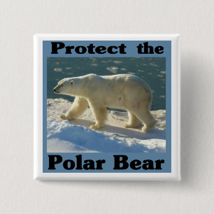 Badge Carré 5 Cm Protéger l'ours polaire