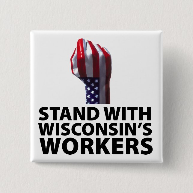 Badge Carré 5 Cm Protestations du Wisconsin (Devant)