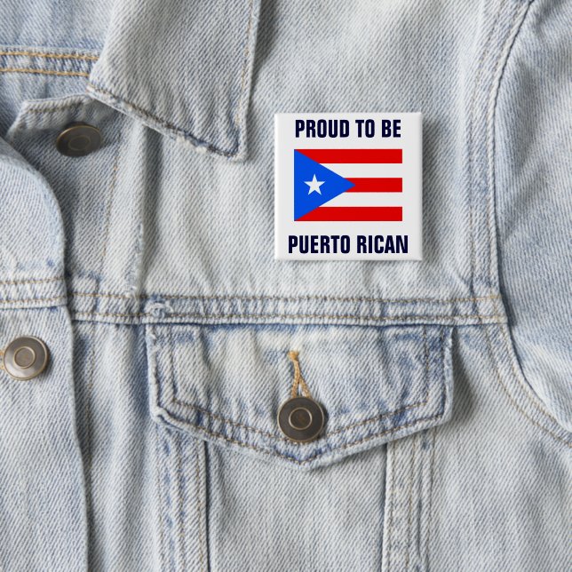 Badge Carré 5 Cm Proud to Be Puerto Rican (En situation)