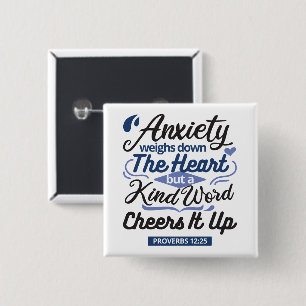 Badge Carré 5 Cm Proverbes 12:25 Verset de la Bible – Art de mots g