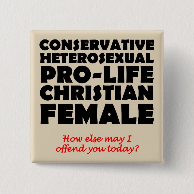 Badge Carré 5 Cm Provie Offensive Femme Bouton chrétien Épingle (Devant)