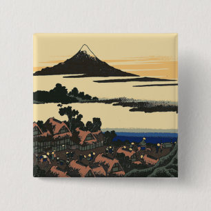 Badge Carré 5 Cm Province ancienne de Kai   Katsushika Hokusai dess