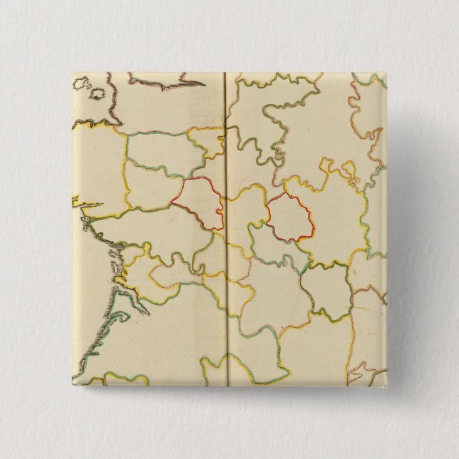 Badge Carré 5 Cm Provinces, France Plan (Devant)