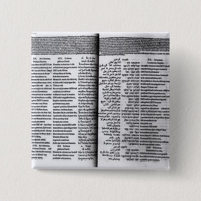 Badge Carré 5 Cm Psaume de David : Psalterim Octaplums, 1516 (Devant)