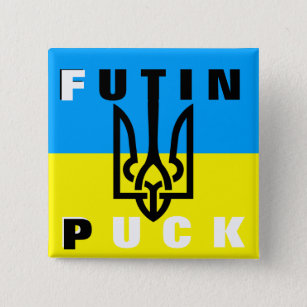Badge Carré 5 Cm Puck Futin - Liberté Ukraine Paix drapeau ukrainie