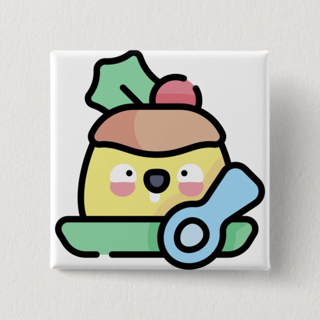 Badge Carré 5 Cm pudding de noël (Devant)