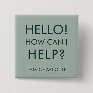 Badge Carré 5 Cm Puis-je aider Bénévole pour l'événement de charité