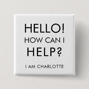 Badge Carré 5 Cm Puis-je aider Organity Event Volunteer Custom