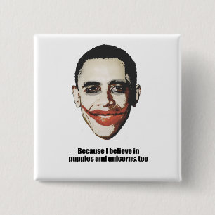 Badge Carré 5 Cm Puisque je crois en chiots et licornes, aussi