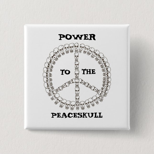 Badge Carré 5 Cm Puissance au peaceskull (Devant)