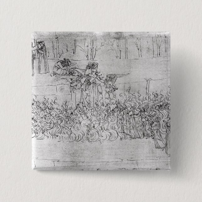 Badge Carré 5 Cm Purgatoire, "de la comédie divine" par Dante (Devant)