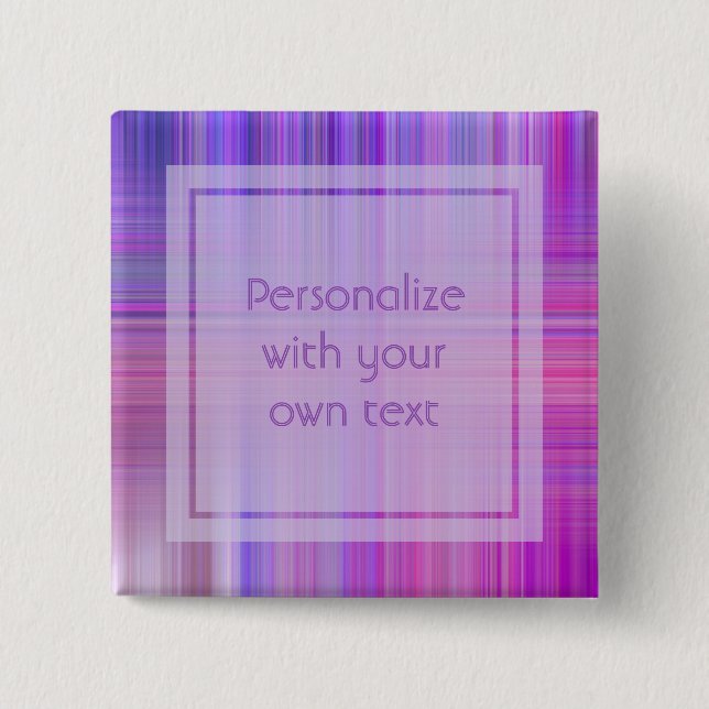 Badge Carré 5 Cm Purple Bokeh Plaid Texte personnalisé (Devant)