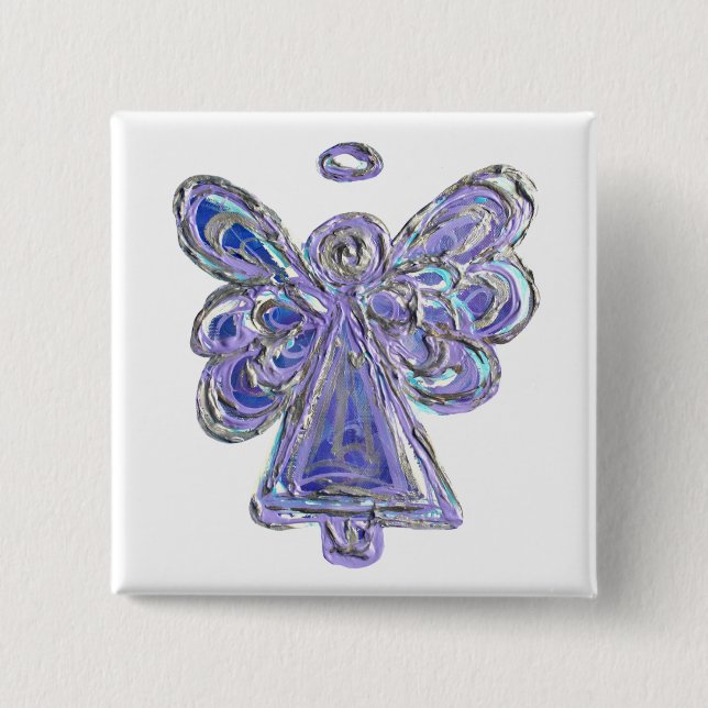 Badge Carré 5 Cm Purple Guardian Angel Custom Holiday Button Pin (Devant)