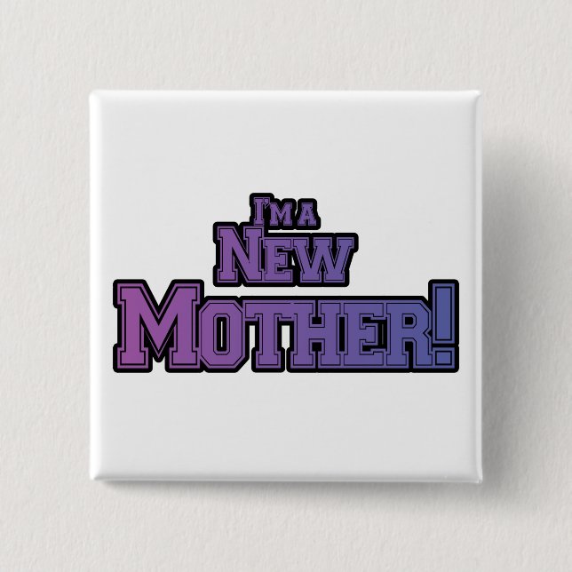 Badge Carré 5 Cm Purple Je suis une nouvelle mère t-shirts et cadea (Devant)