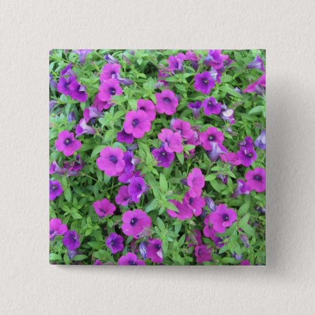 Badge Carré 5 Cm Purple Petunias Button (Devant)