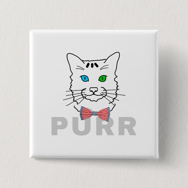 Badge Carré 5 Cm Purr de chat (Devant)