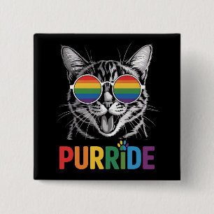 Badge Carré 5 Cm Purride Cat Gay Lesbian Rainbow LGBTQ Ally Pride