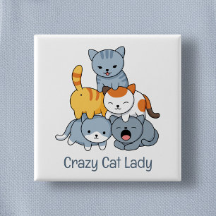 Badge Carré 5 Cm Pyramide de chats - Groupe de chats