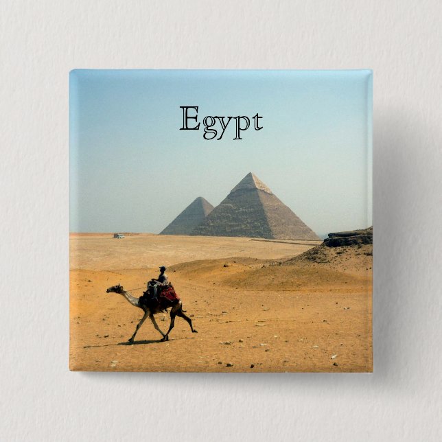 Badge Carré 5 Cm pyramide des chameaux egypte (Devant)