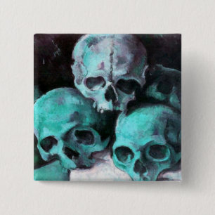 Badge Carré 5 Cm Pyramide des crânes après Cézanne