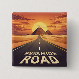 Badge Carré 5 Cm Pyramides de la route du coucher de soleil Égypte
