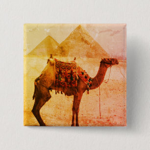 Badge Carré 5 Cm pyramides vieillies de chameaux