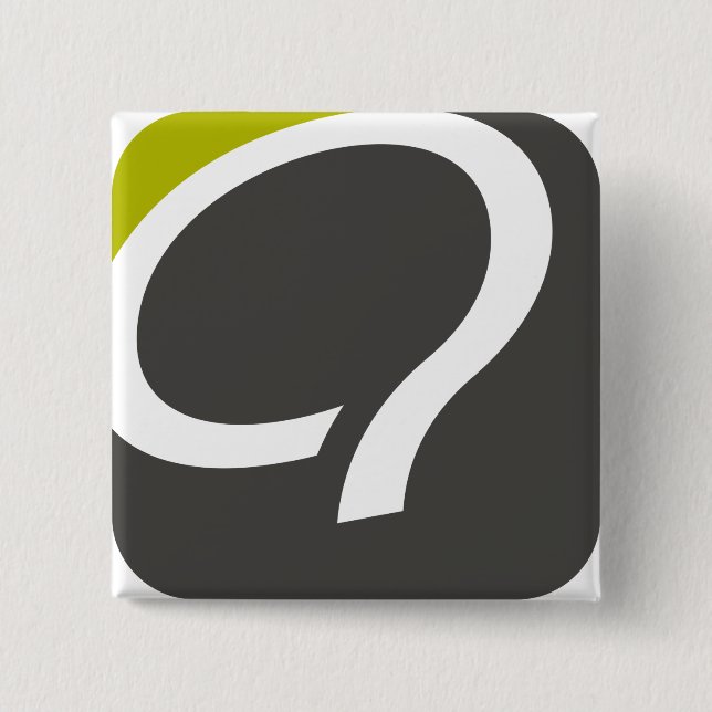 Badge Carré 5 Cm Q- bouton - chartreuse (Devant)