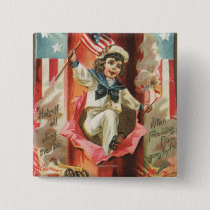 Badge Carré 5 Cm Quand le drapeau de la liberté passe