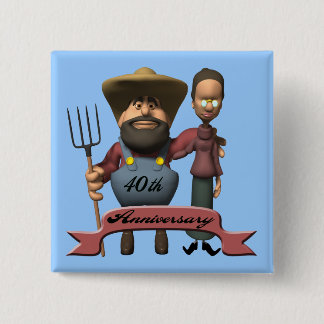 Badge Carré 5 Cm quarantième Bouton d'anniversaire de mariage