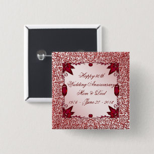 Badge Carré 5 Cm quarantième Bouton d'anniversaire de mariage