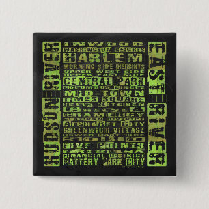 Badge Carré 5 Cm Quartiers de New York Vert