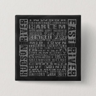 Badge Carré 5 Cm Quartiers NYC Gris