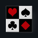 Badge Carré 5 Cm Quatre combinaisons de cartes<br><div class="desc">Ensemble d'icônes de combinaison de carte isolées sur les carrés noirs et blancs</div>