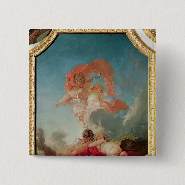 Badge Carré 5 Cm Quatre saisons dans Salle du Conseil - été (Devant)