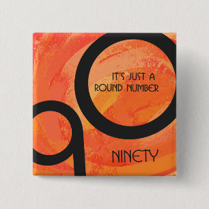 Badge Carré 5 Cm Quatre-vingt-dixième anniversaire de décennie