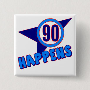 Badge Carré 5 Cm quatre-vingt-dixième L'anniversaire se produit de
