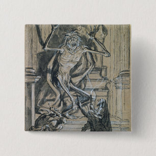 Badge Carré 5 Cm Quatre voleurs graves réveillent un fantôme