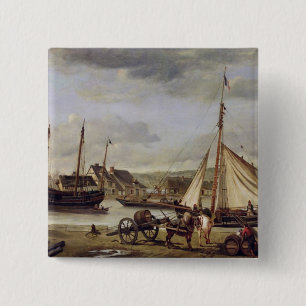 Badge Carré 5 Cm Quay du négociant à Rouen, 1834