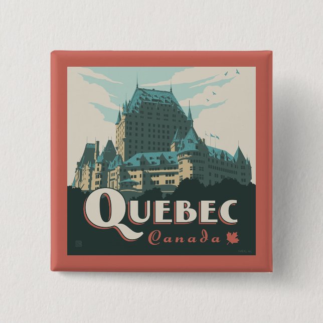 Badge Carré 5 Cm Québec Canada | Château Frontenac (Devant)