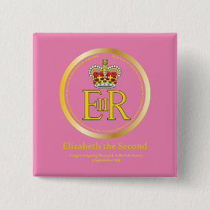 Badge Carré 5 Cm Queen Elizabeth II Reign