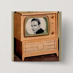 Badge Carré 5 Cm Qui est à la télé ?