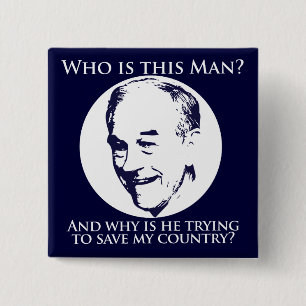 Badge Carré 5 Cm Qui est Ron Paul ? Bouton