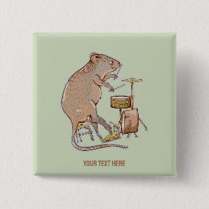 Badge Carré 5 Cm Quokka Jouer des tambours