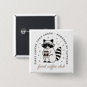 Badge Carré 5 Cm Raccoon café club drôle chaotique fille esthétique